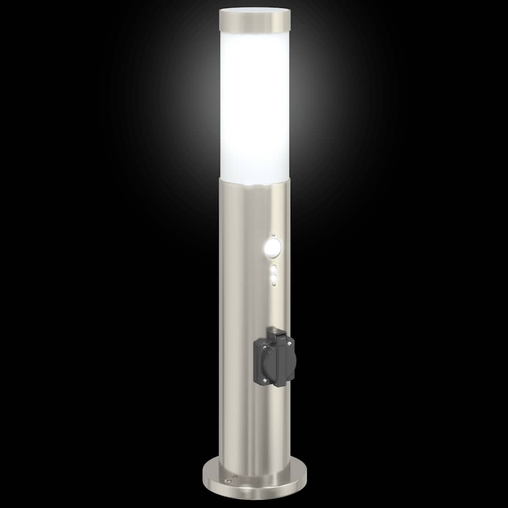 Bolderverlichting met sensor en stopcontact 50 cm roestvrij staal IP44