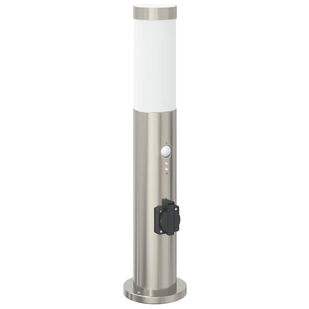 Bolderverlichting met sensor en stopcontact 3 stuks 50 cm roestvrij staal IP44