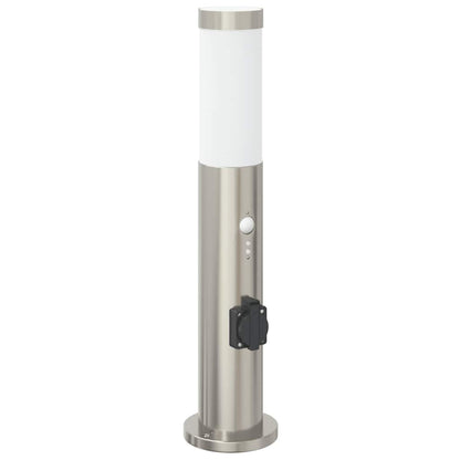 Bolderverlichting met sensor en stopcontact 3 stuks 50 cm roestvrij staal IP44