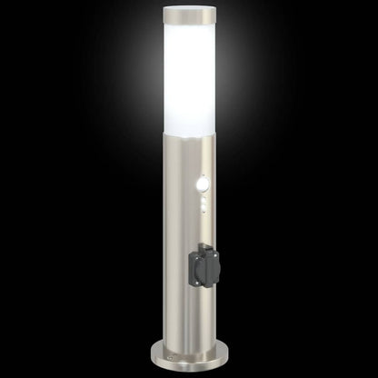 Bolderverlichting met sensor en stopcontact 3 stuks 50 cm roestvrij staal IP44