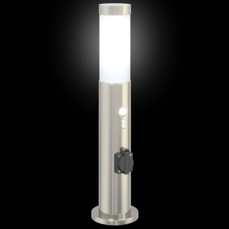 Bolderverlichting met sensor en stopcontact 3 stuks 50 cm roestvrij staal IP44