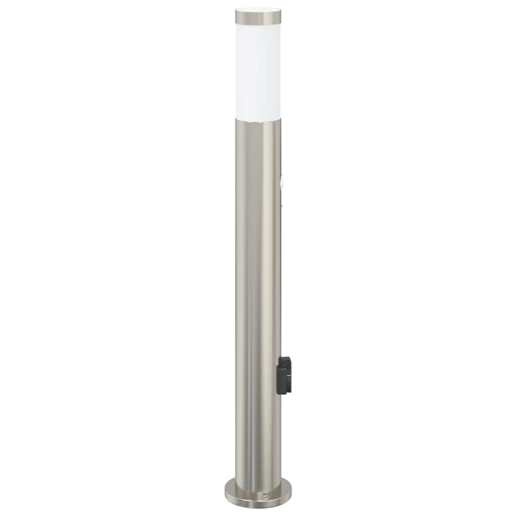 Bolderarmatuur met sensor en stopcontact 80 cm roestvrij staal IP44