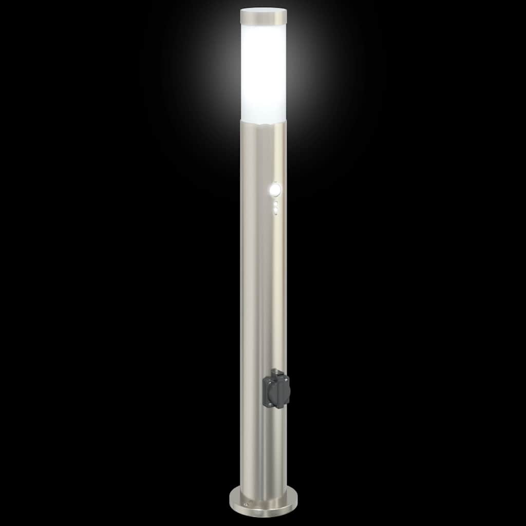 Bolderarmatuur met sensor en stopcontact 80 cm roestvrij staal IP44