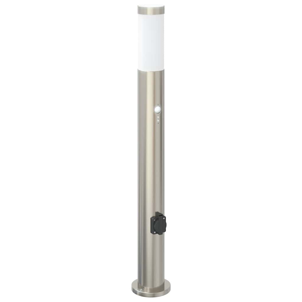 Bolderverlichting met sensor en stopcontact 3 stuks 80 cm roestvrij staal IP44