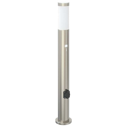 Bolderverlichting met sensor en stopcontact 3 stuks 80 cm roestvrij staal IP44