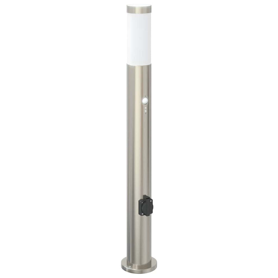 Bolderverlichting met sensor en stopcontact 3 stuks 80 cm roestvrij staal IP44