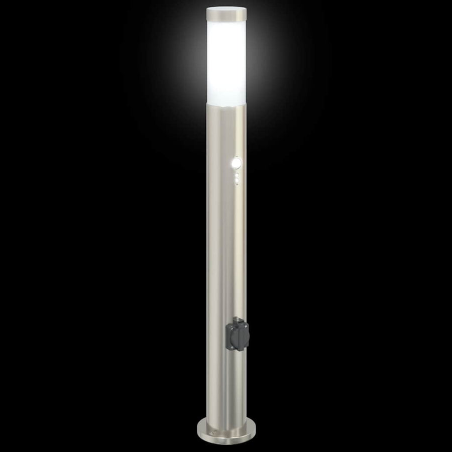 Bolderverlichting met sensor en stopcontact 3 stuks 80 cm roestvrij staal IP44