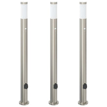 Bolderverlichting met sensor en stopcontact 3 stuks 110 cm roestvrij staal IP44