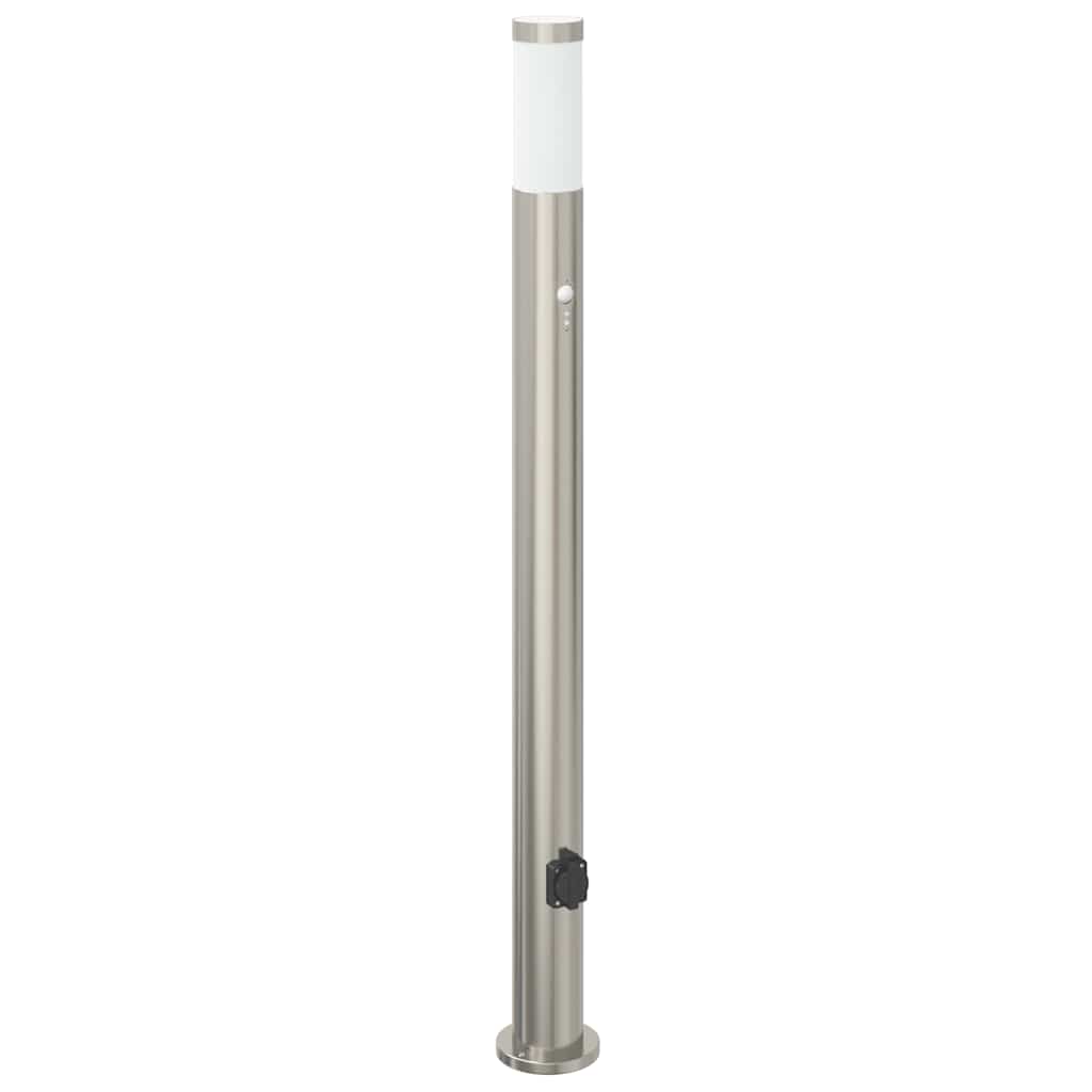 Bolderverlichting met sensor en stopcontact 3 stuks 110 cm roestvrij staal IP44