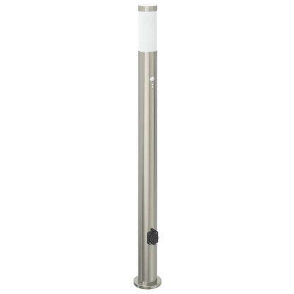 Bolderverlichting met sensor en stopcontact 3 stuks 110 cm roestvrij staal IP44