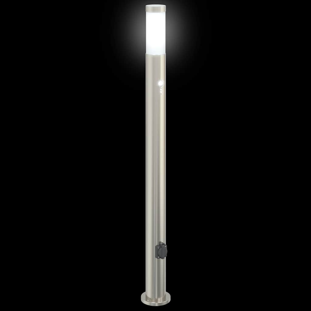 Bolderverlichting met sensor en stopcontact 3 stuks 110 cm roestvrij staal IP44