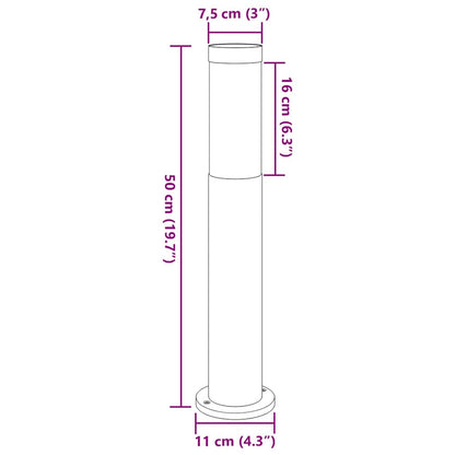 Bolderverlichting 3 stuks 50 cm RVS IP44