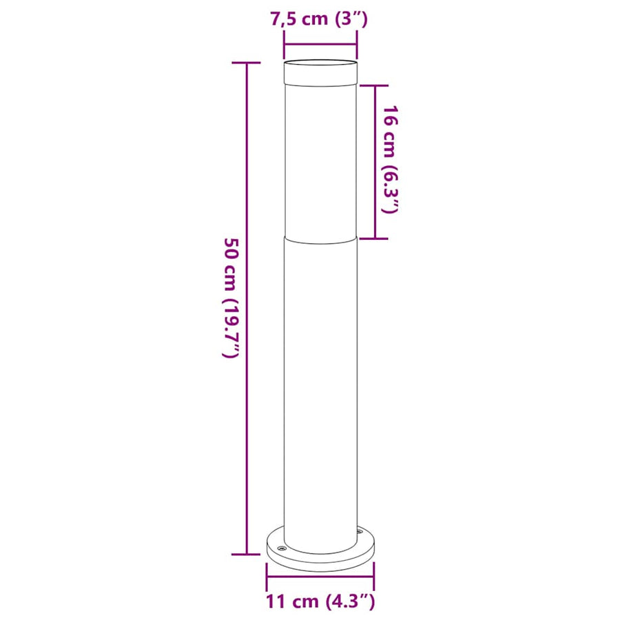 Bolderverlichting 3 stuks 50 cm RVS IP44
