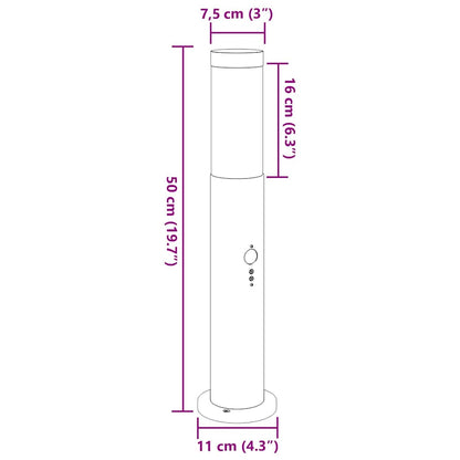 Bolderverlichting met sensor 50 cm RVS IP44