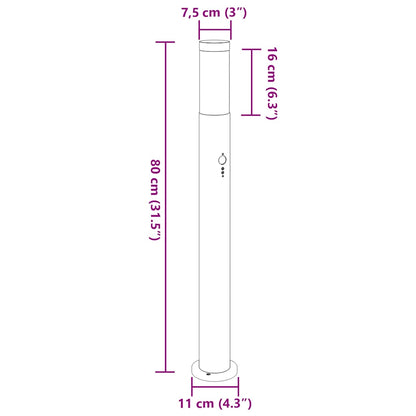 Bolderverlichting met sensor 3 stuks 80 cm RVS IP44