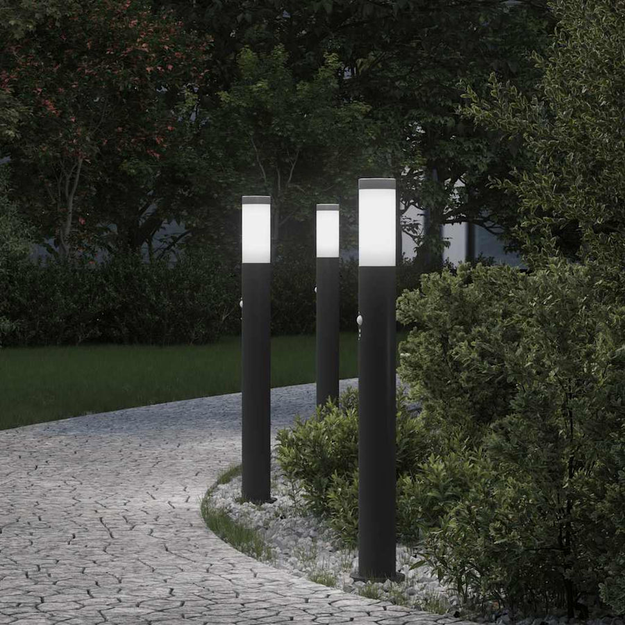 Bolderverlichting met sensor 3 stuks 80 cm RVS IP44