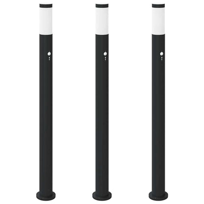 Bolderverlichting met sensor 3 stuks 110 cm RVS IP44