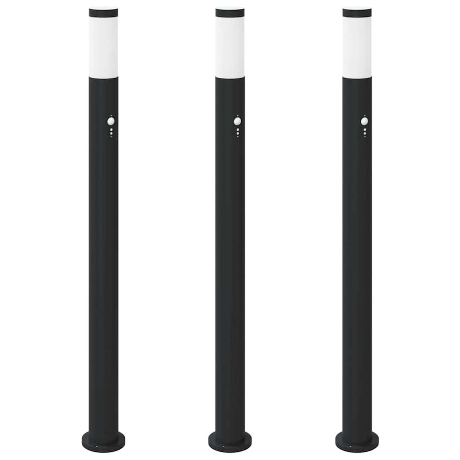 Bolderverlichting met sensor 3 stuks 110 cm RVS IP44