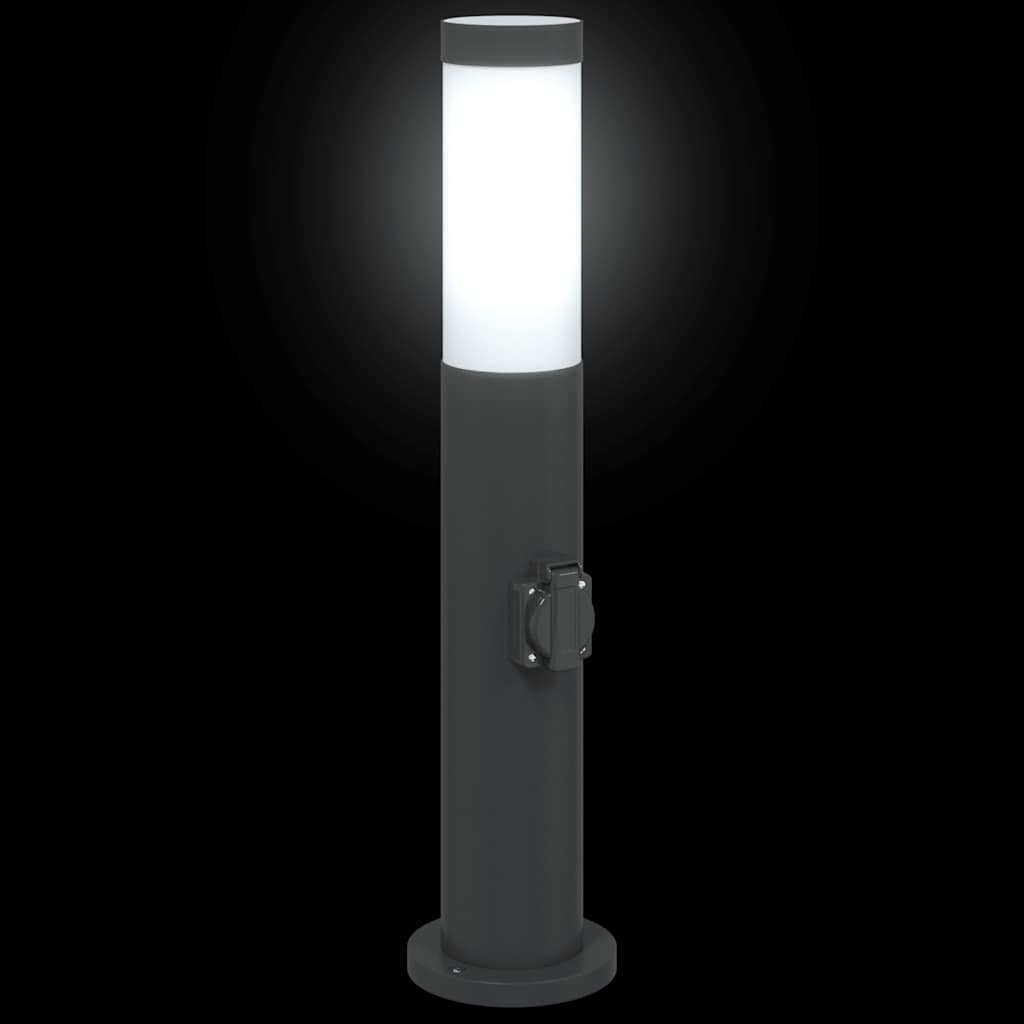 Bolderarmatuur met stopcontact 50 cm RVS IP44