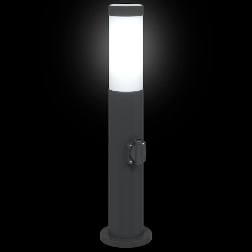 Bolderverlichting met stopcontact 3 stuks 50 cm roestvrij staal IP44