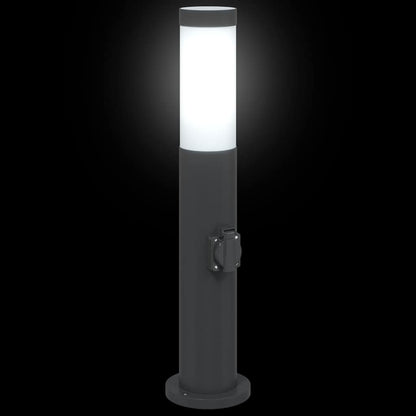 Bolderverlichting met stopcontact 3 stuks 50 cm roestvrij staal IP44