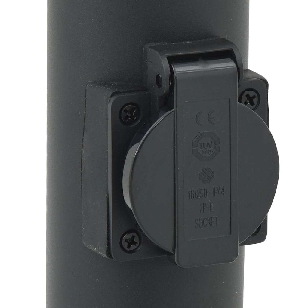 Bolderverlichting met stopcontact 3 stuks 50 cm roestvrij staal IP44