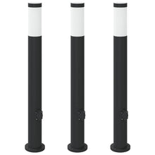 Bolderverlichting met stopcontact 3 stuks 80 cm roestvrij staal IP44
