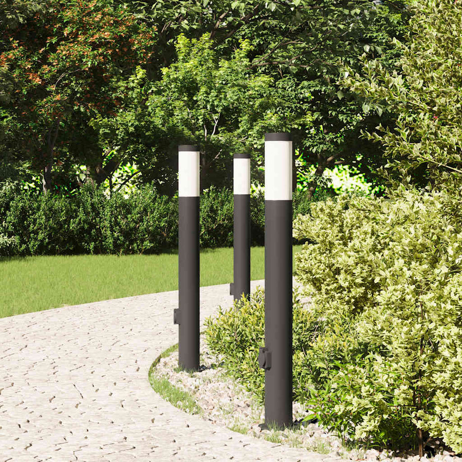 Bolderverlichting met stopcontact 3 stuks 80 cm roestvrij staal IP44