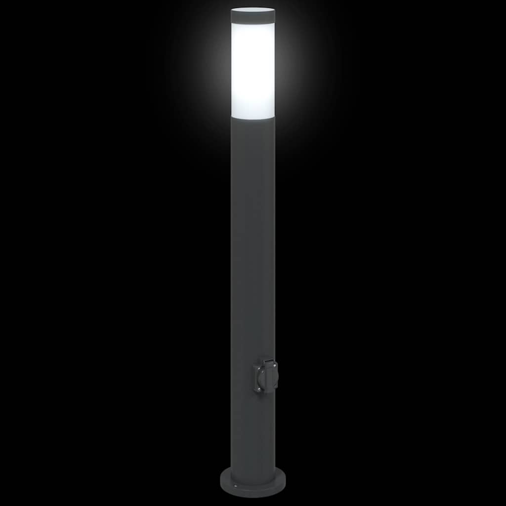 Bolderverlichting met stopcontact 3 stuks 80 cm roestvrij staal IP44