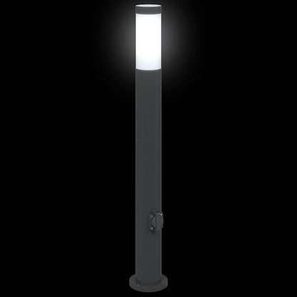 Bolderverlichting met stopcontact 3 stuks 80 cm roestvrij staal IP44