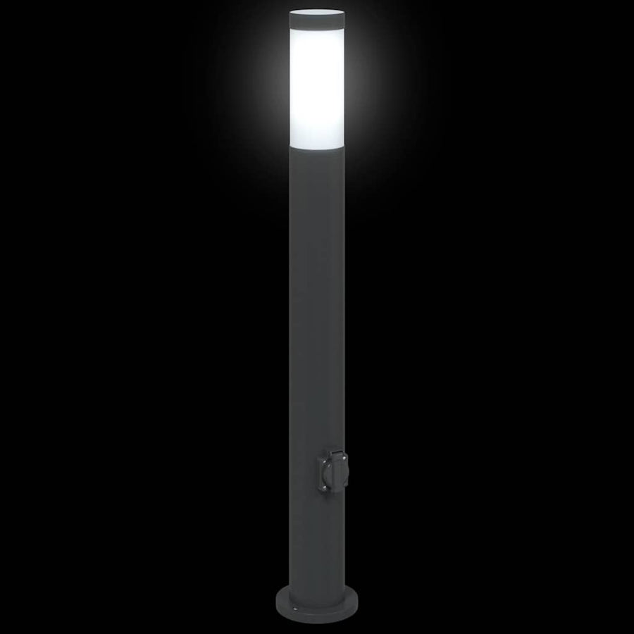 Bolderverlichting met stopcontact 3 stuks 80 cm roestvrij staal IP44