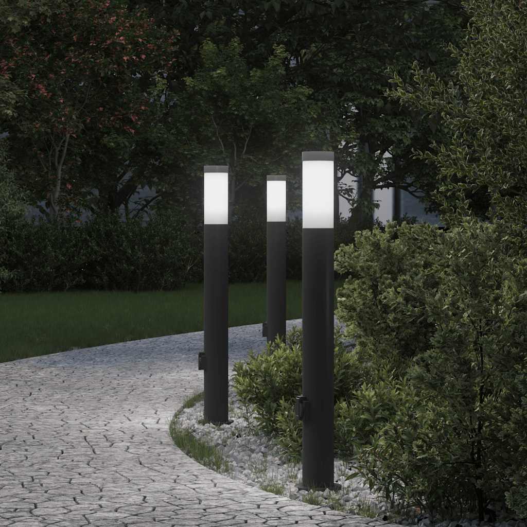Bolderverlichting met stopcontact 3 stuks 80 cm roestvrij staal IP44