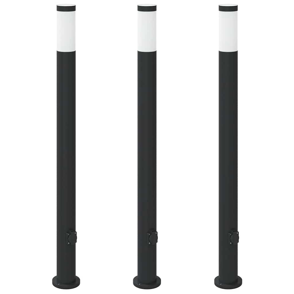 Bolderverlichting met stopcontact 3 stuks 110 cm roestvrij staal IP44
