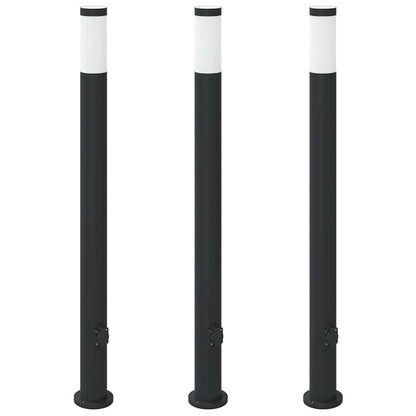 Bolderverlichting met stopcontact 3 stuks 110 cm roestvrij staal IP44