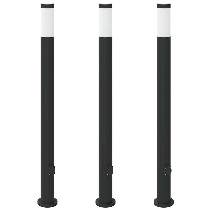 Bolderverlichting met stopcontact 3 stuks 110 cm roestvrij staal IP44