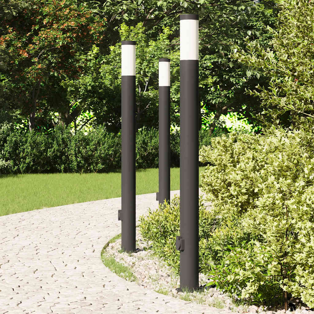 Bolderverlichting met stopcontact 3 stuks 110 cm roestvrij staal IP44