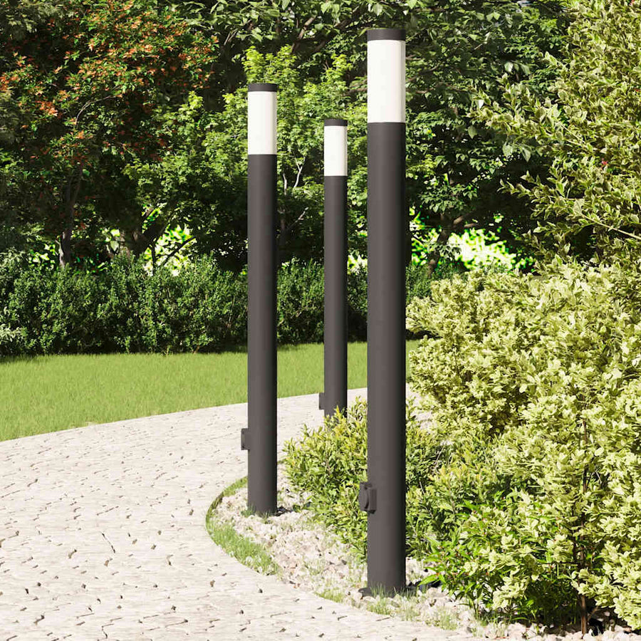 Bolderverlichting met stopcontact 3 stuks 110 cm roestvrij staal IP44