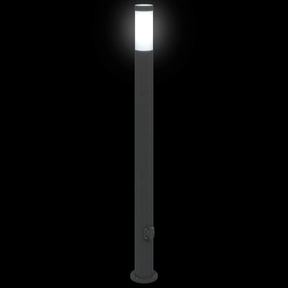 Bolderverlichting met stopcontact 3 stuks 110 cm roestvrij staal IP44