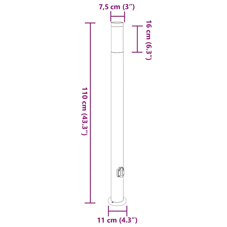 Bolderverlichting met stopcontact 3 stuks 110 cm roestvrij staal IP44