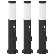Bolderverlichting met sensor en stopcontact 3 stuks 50 cm roestvrij staal IP44
