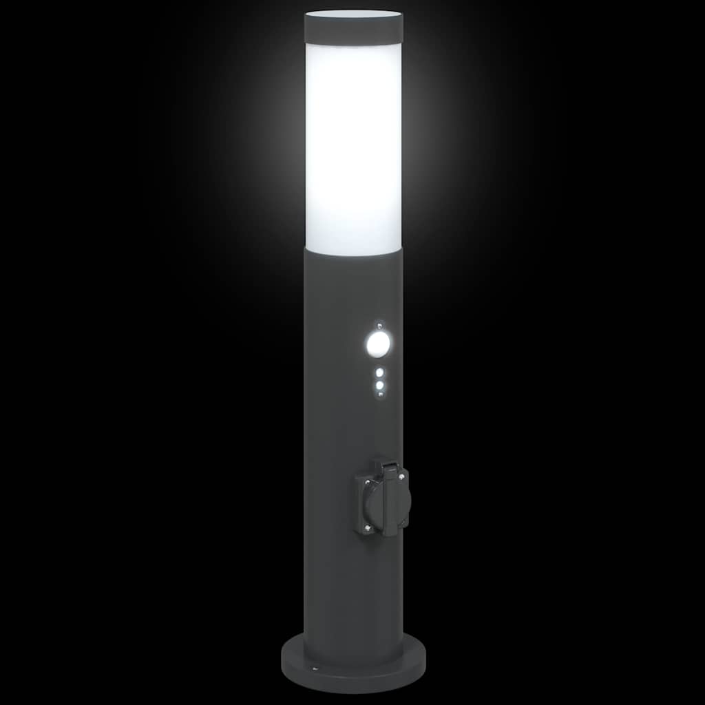 Bolderverlichting met sensor en stopcontact 3 stuks 50 cm roestvrij staal IP44