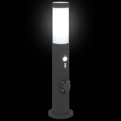 Bolderverlichting met sensor en stopcontact 3 stuks 50 cm roestvrij staal IP44