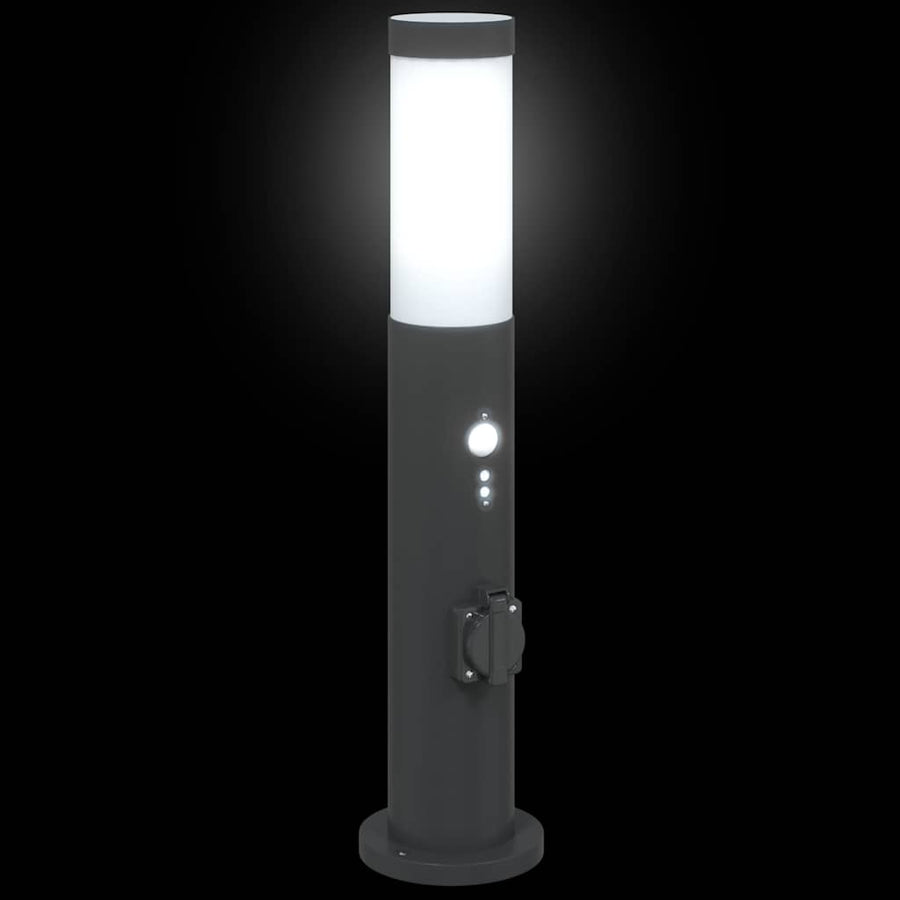 Bolderverlichting met sensor en stopcontact 3 stuks 50 cm roestvrij staal IP44