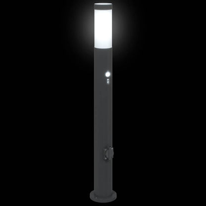 Bolderverlichting met sensor en stopcontact 3 stuks 80 cm roestvrij staal IP44