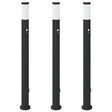 Bolderverlichting met sensor en stopcontact 3 stuks 110 cm roestvrij staal IP44