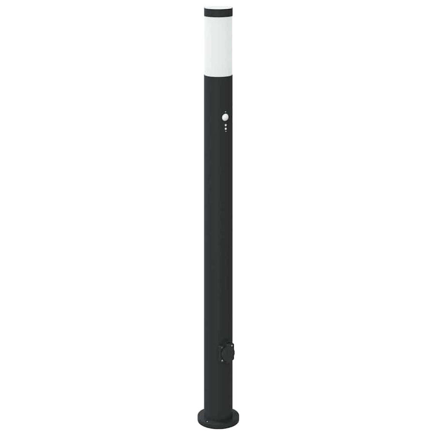 Bolderverlichting met sensor en stopcontact 3 stuks 110 cm roestvrij staal IP44