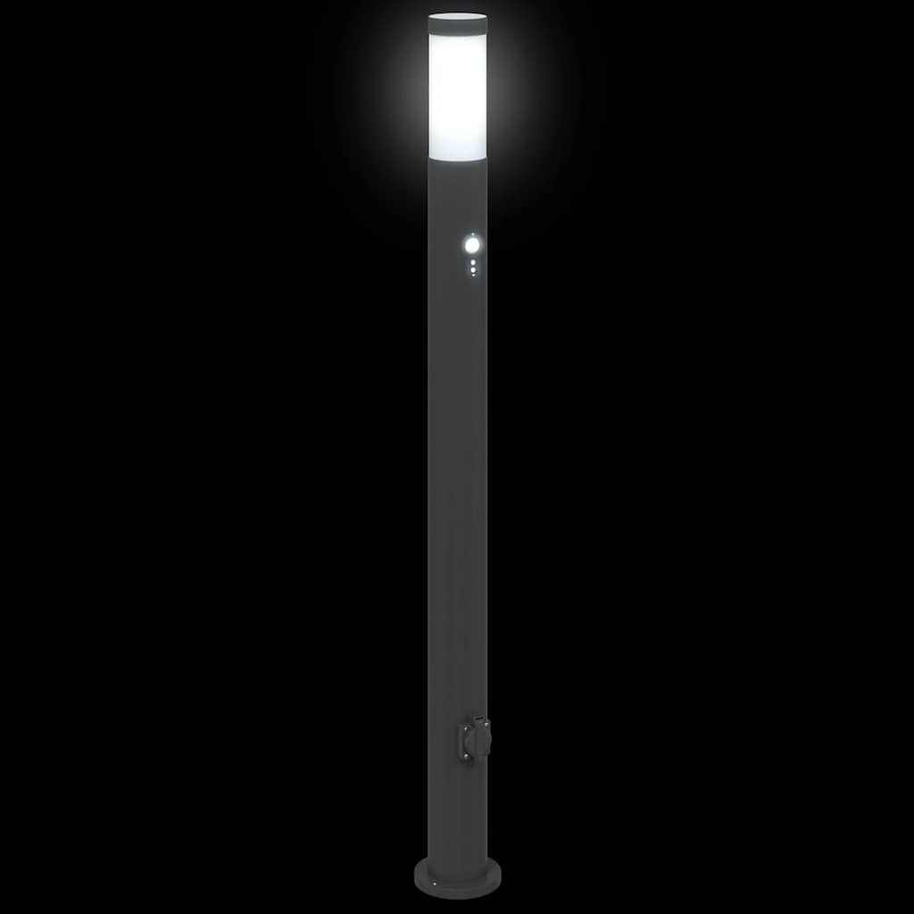 Bolderverlichting met sensor en stopcontact 3 stuks 110 cm roestvrij staal IP44