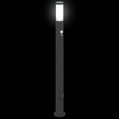 Bolderverlichting met sensor en stopcontact 3 stuks 110 cm roestvrij staal IP44
