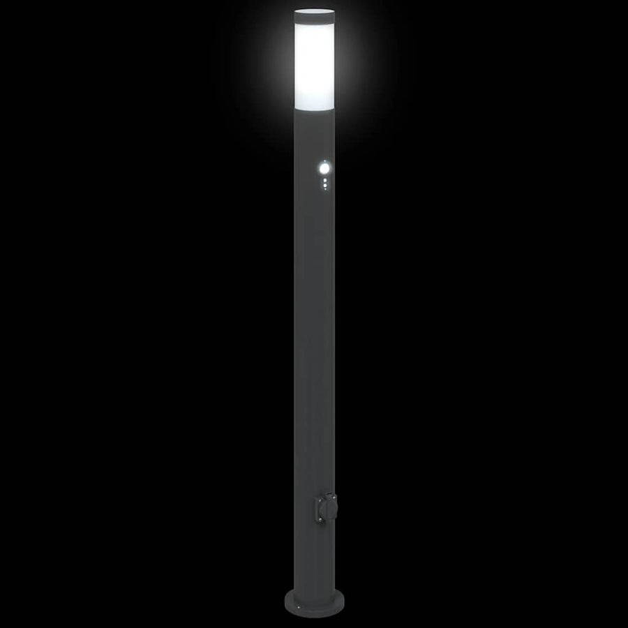 Bolderverlichting met sensor en stopcontact 3 stuks 110 cm roestvrij staal IP44
