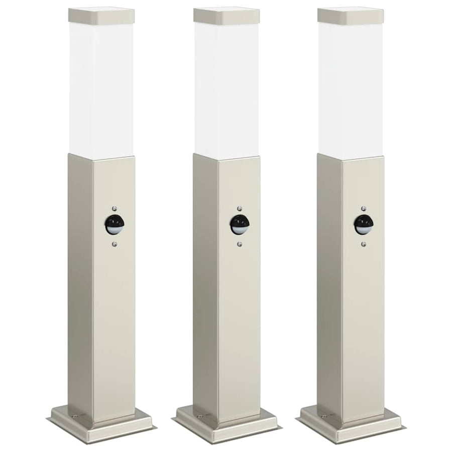 Bolderverlichting met sensor 3 stuks 50 cm RVS IP44